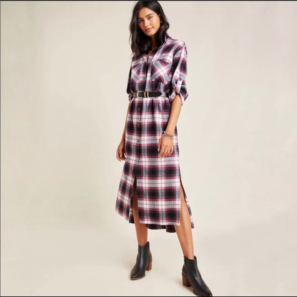 Anthropologie Cloth & Stone plaid flannel maxi dress
